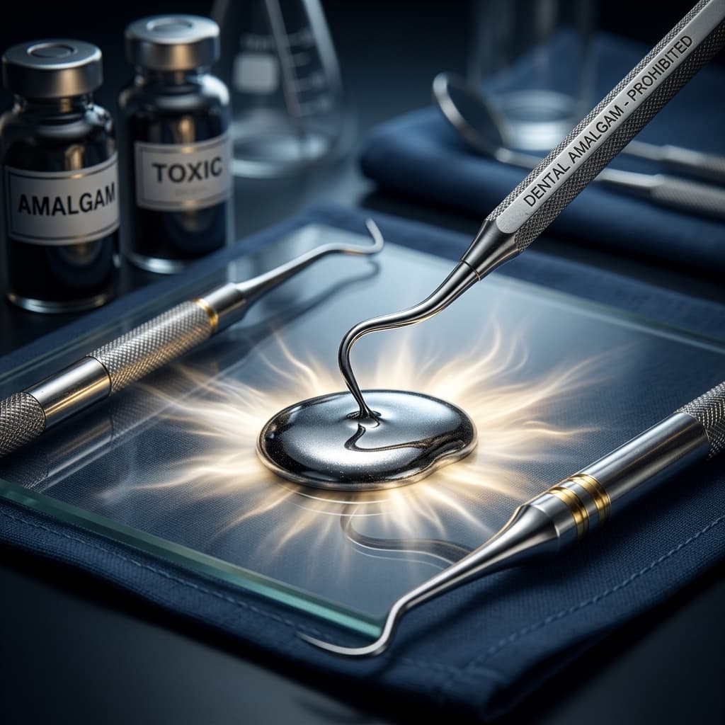 Dental instruments and mercury - Amalgam ban symbol