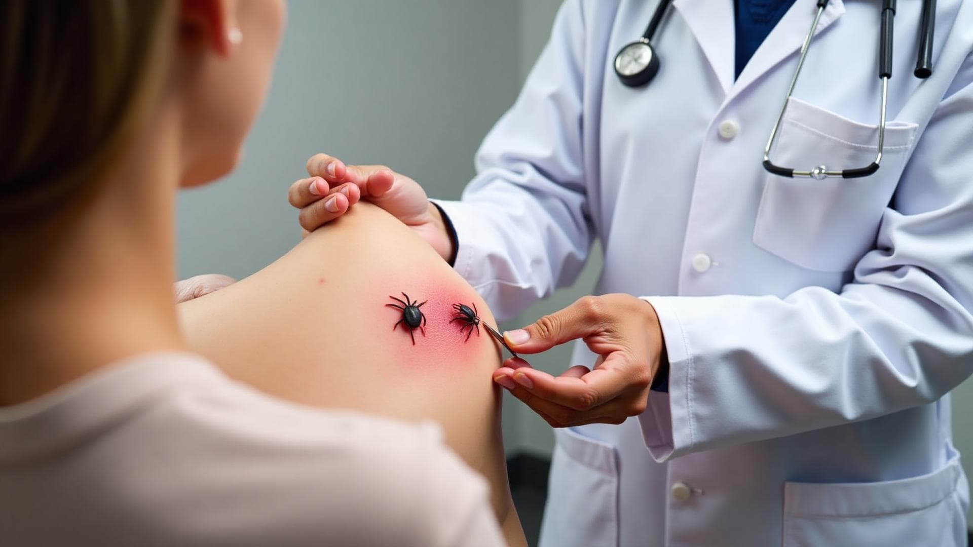 Garrapata en piel humana - riesgo de transmisión de la enfermedad de Lyme