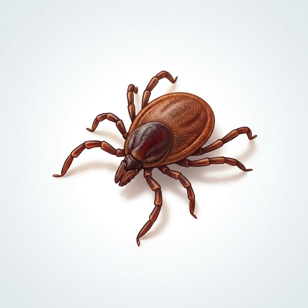 Detaillierte Illustration einer Zecke – Überträger von Borreliose und anderen Infektionskrankheiten